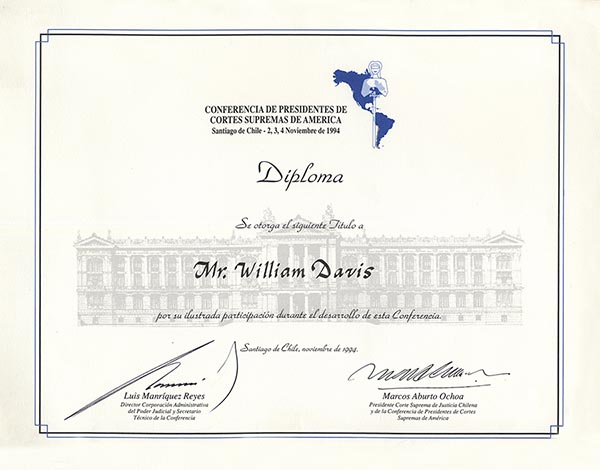 Conferencia de presidentes de cortes supremas de america - Diploma 1994